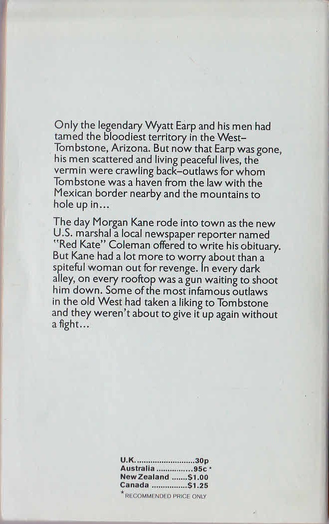 Louis Masterson  DUEL IN TOMBSTONE magnified rear book cover image