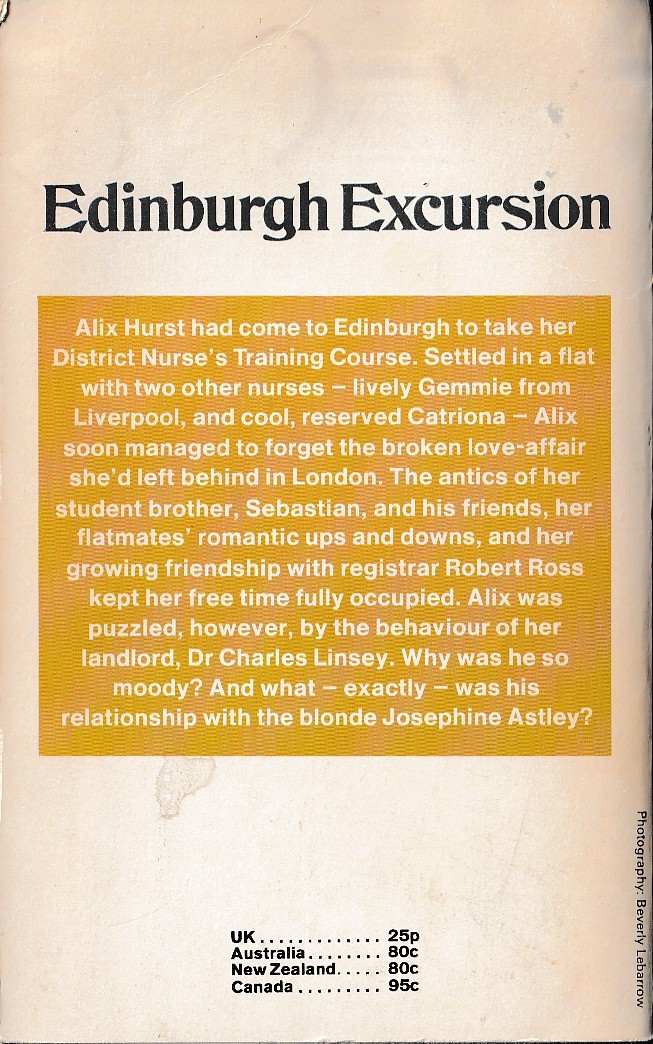 Lucilla Andrews  EDINBURGH EXCURSION magnified rear book cover image