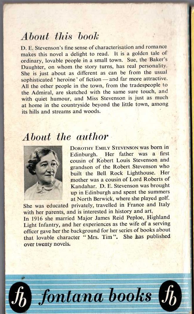 D.E. Stevenson  MISS BUN THE BAKER'S DAUGHTER magnified rear book cover image