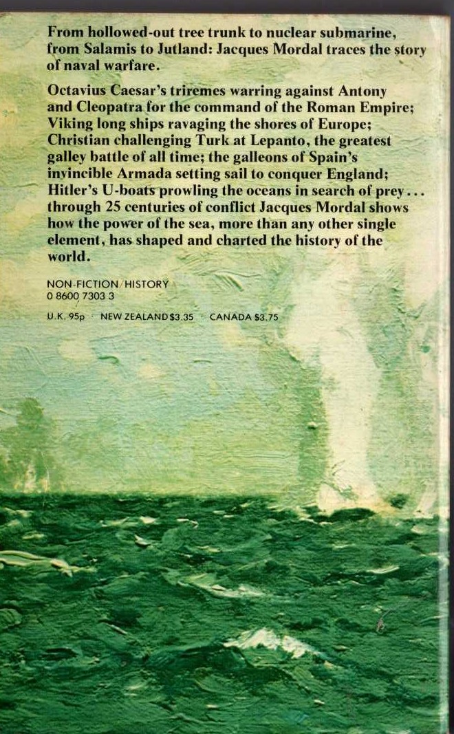 Jacques Mordal  25 CENTURIES OF SEA WARFARE magnified rear book cover image