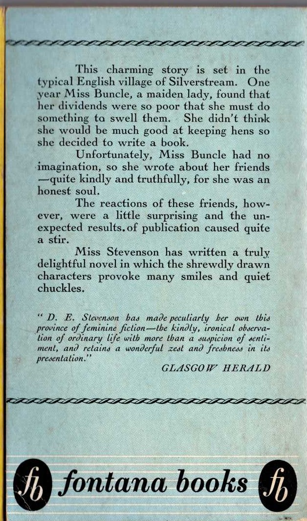 D.E. Stevenson  MISS BUNCLE'S BOOK magnified rear book cover image