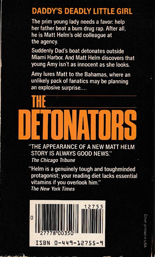 Donald Hamilton  THE DETONATORS magnified rear book cover image