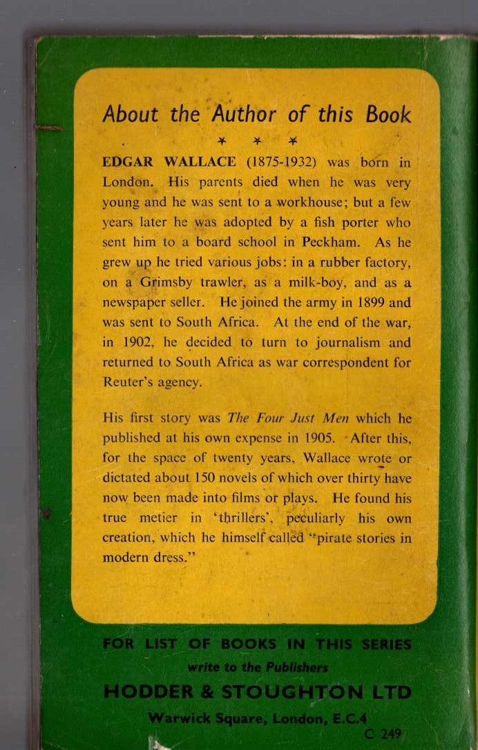Edgar Wallace  TERROR KEEP magnified rear book cover image