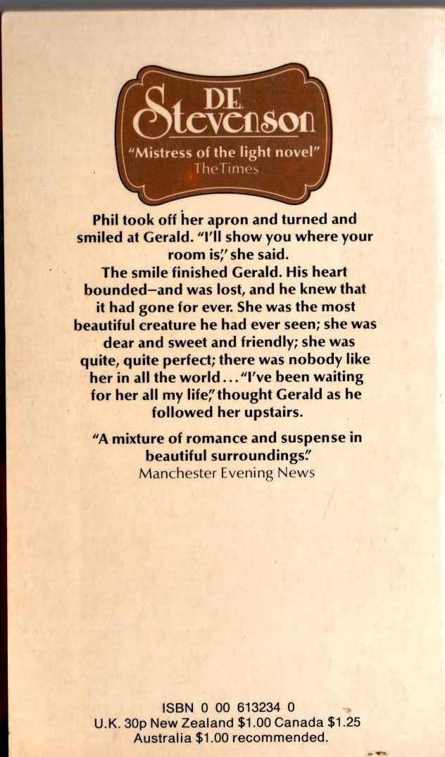 D.E. Stevenson  THE HOUSE OF THE DEER magnified rear book cover image