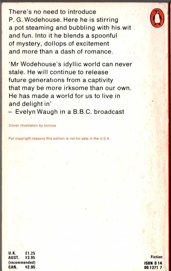P.G. Wodehouse  THE LITTLE NUGGET magnified rear book cover image