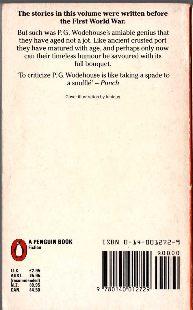 P.G. Wodehouse  THE MAN UPSTAIRS and other stories magnified rear book cover image
