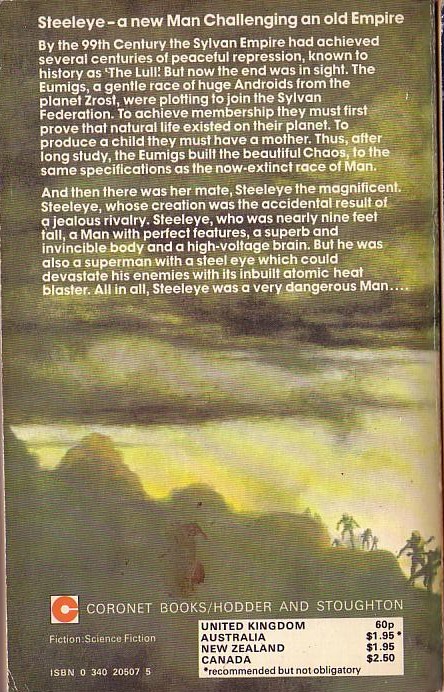 Saul Dunn  THE COMING OF STEELEYE magnified rear book cover image
