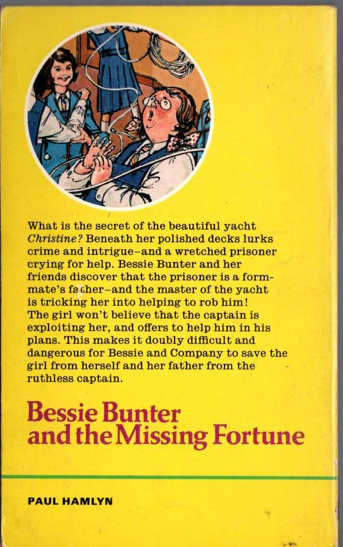Hilda Richards  BESSIE BUNTER AND THE MISSING FORTUNE magnified rear book cover image