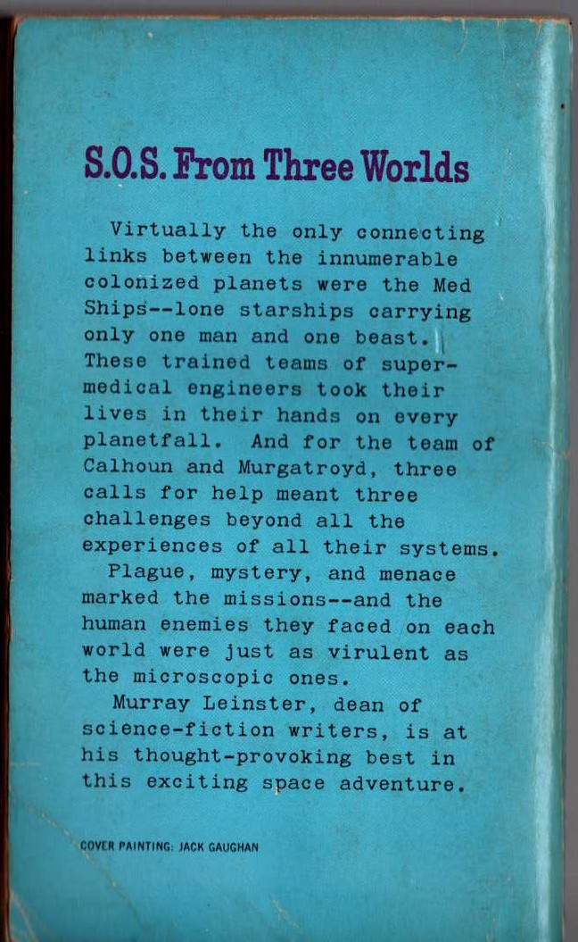 Murray Leinster  S.O.S. FROM THREE WORLDS magnified rear book cover image