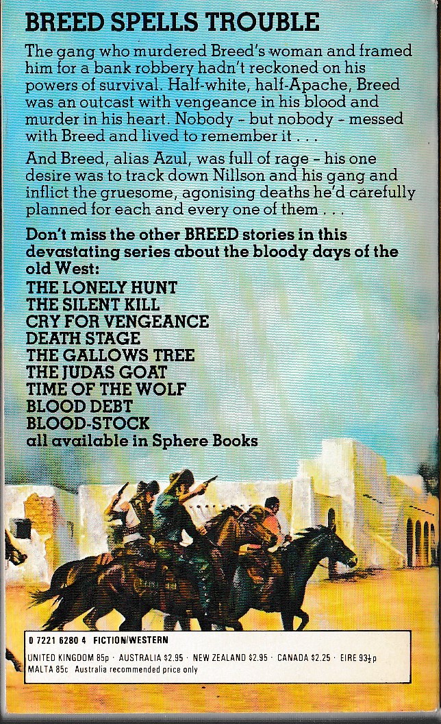 James A. Muir  BREED 10: OUTLAW ROAD magnified rear book cover image