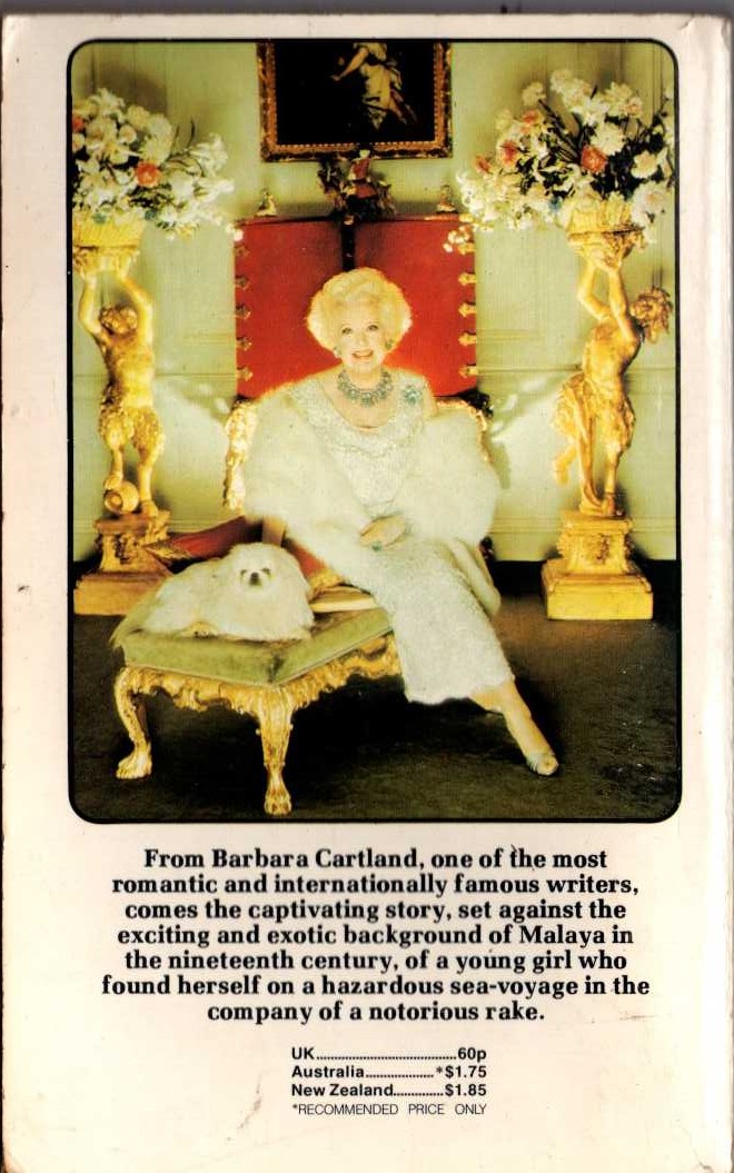 Barbara Cartland  THE LOVE PIRATE magnified rear book cover image