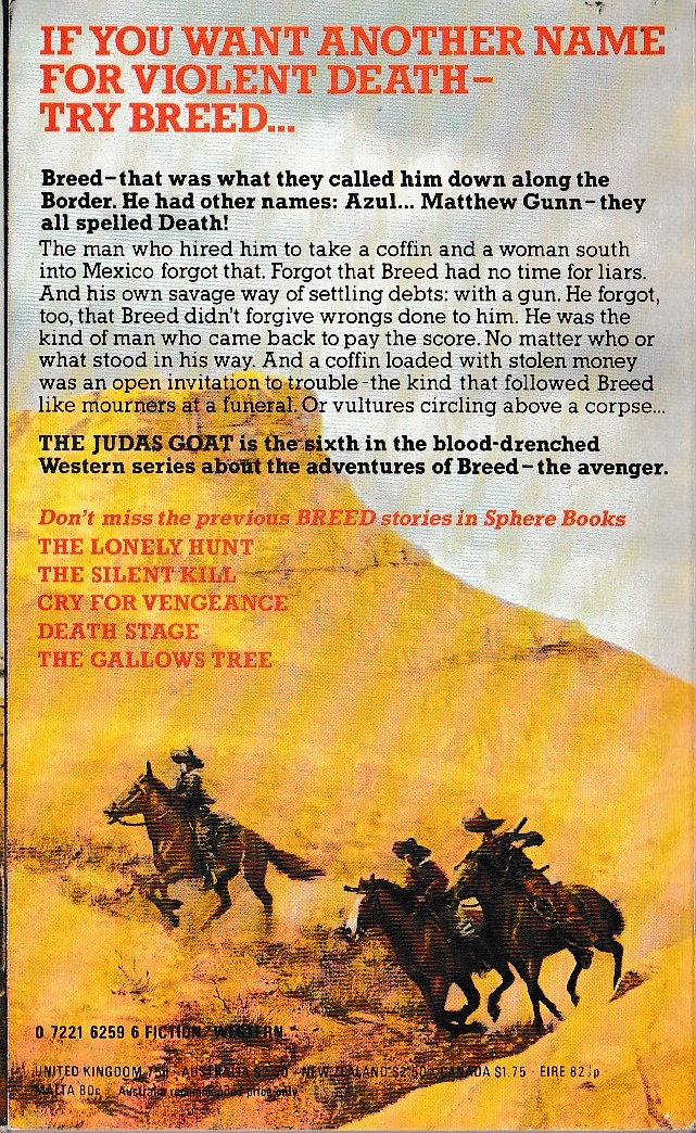 James A. Muir  BREED 6: THE JUDAS GOAT magnified rear book cover image