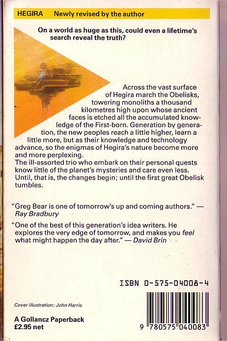 Greg Bear  HEGIRA magnified rear book cover image