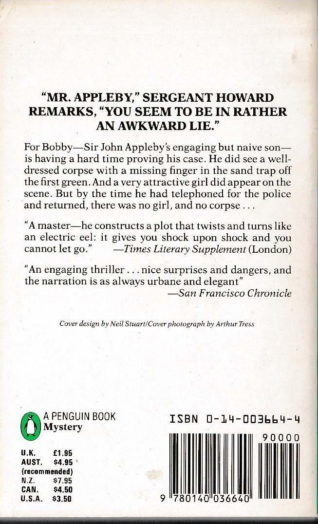 Michael Innes  AN AWKWARD LIE magnified rear book cover image
