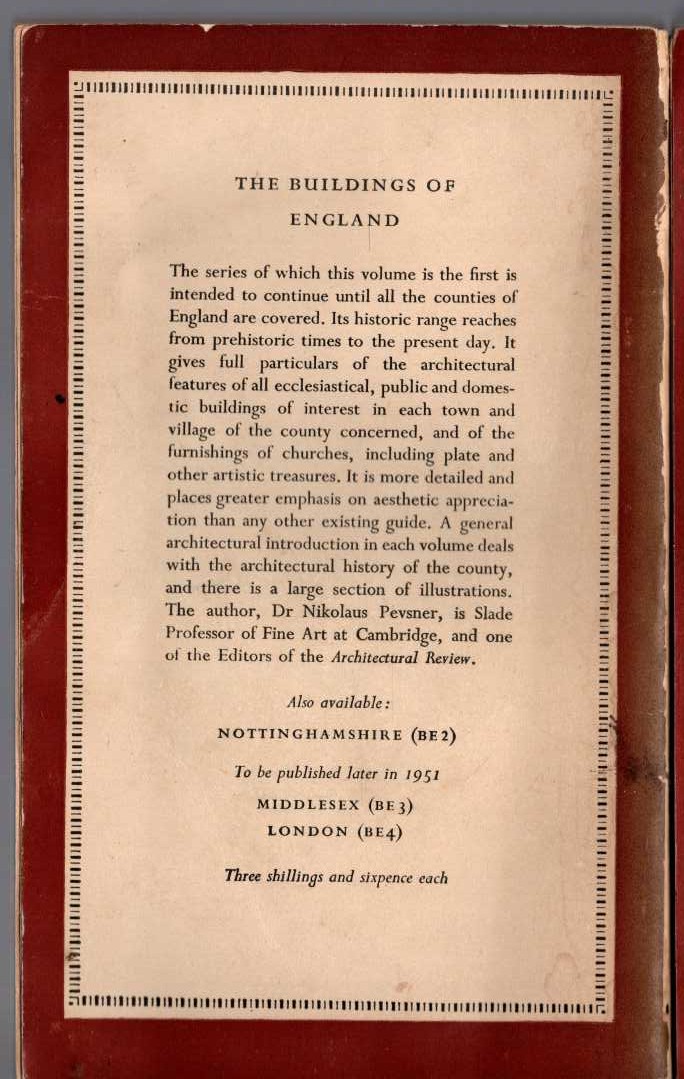 Nikolaus Pevsner  CORNWALL (Buildings of England) magnified rear book cover image