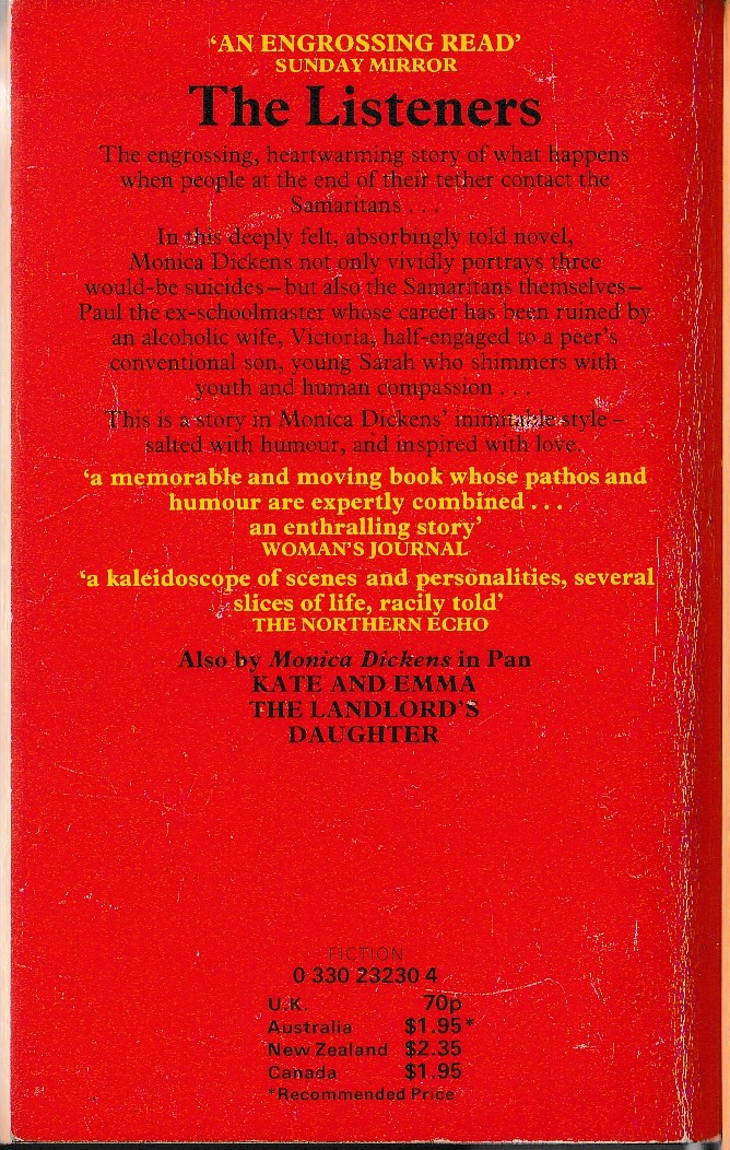 Monica Dickens  THE LISTENERS magnified rear book cover image