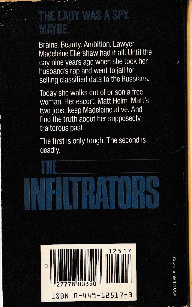 Donald Hamilton  THE INFILTRATORS magnified rear book cover image