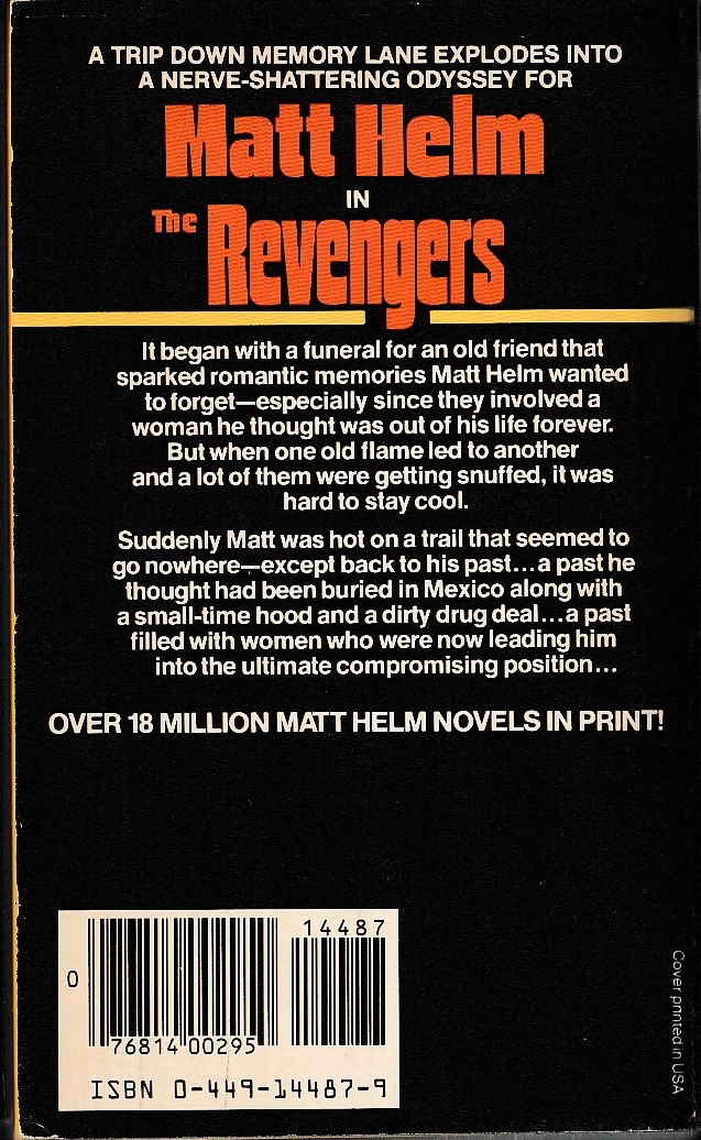 Donald Hamilton  THE REVENGERS magnified rear book cover image