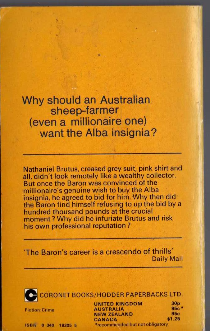 Anthony Morton  SPORT FOR THE BARON magnified rear book cover image