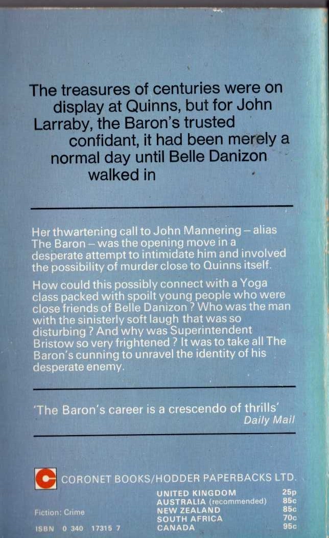 Anthony Morton  LAST LAUGH FOR THE BARON magnified rear book cover image