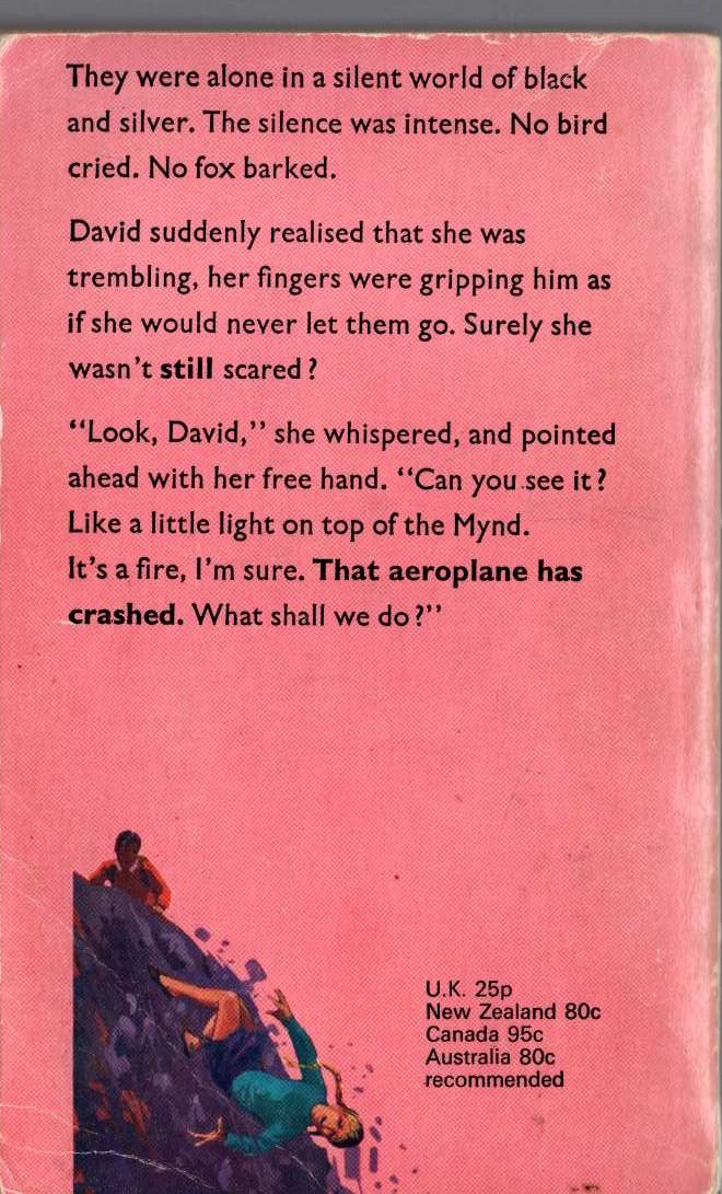 Malcolm Saville  THE NEGLECTED MOUNTAIN magnified rear book cover image