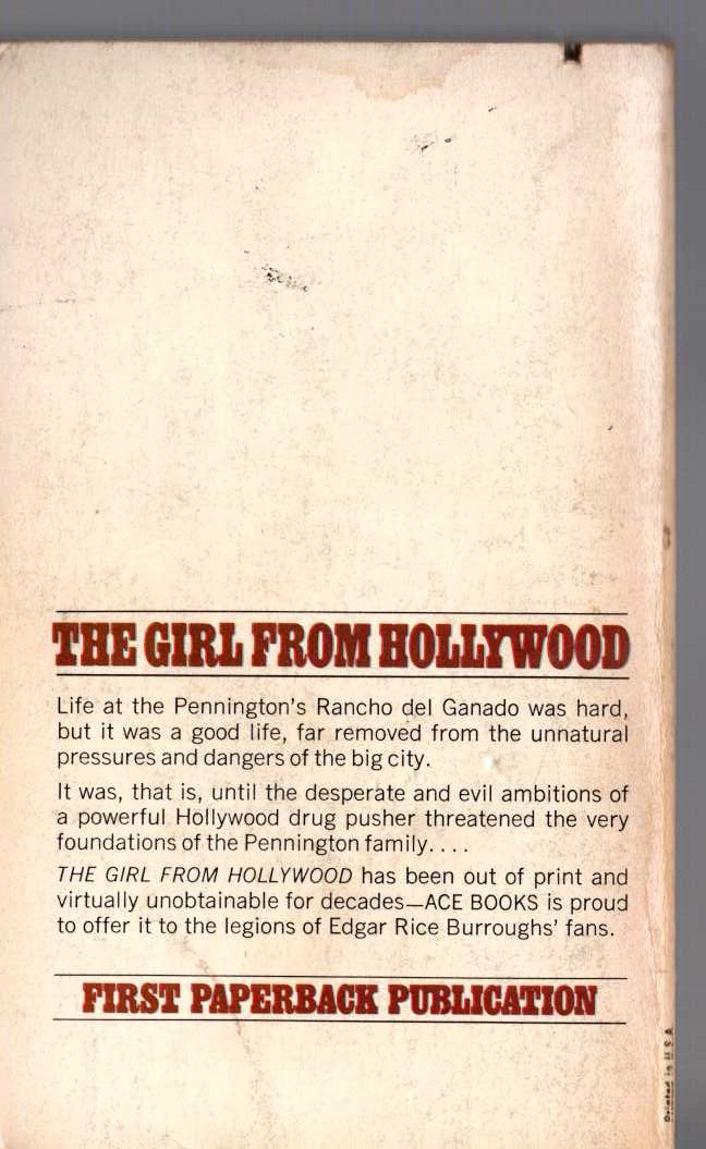 Edgar Rice Burroughs  THE GIRL FROM HOLLYWOOD magnified rear book cover image