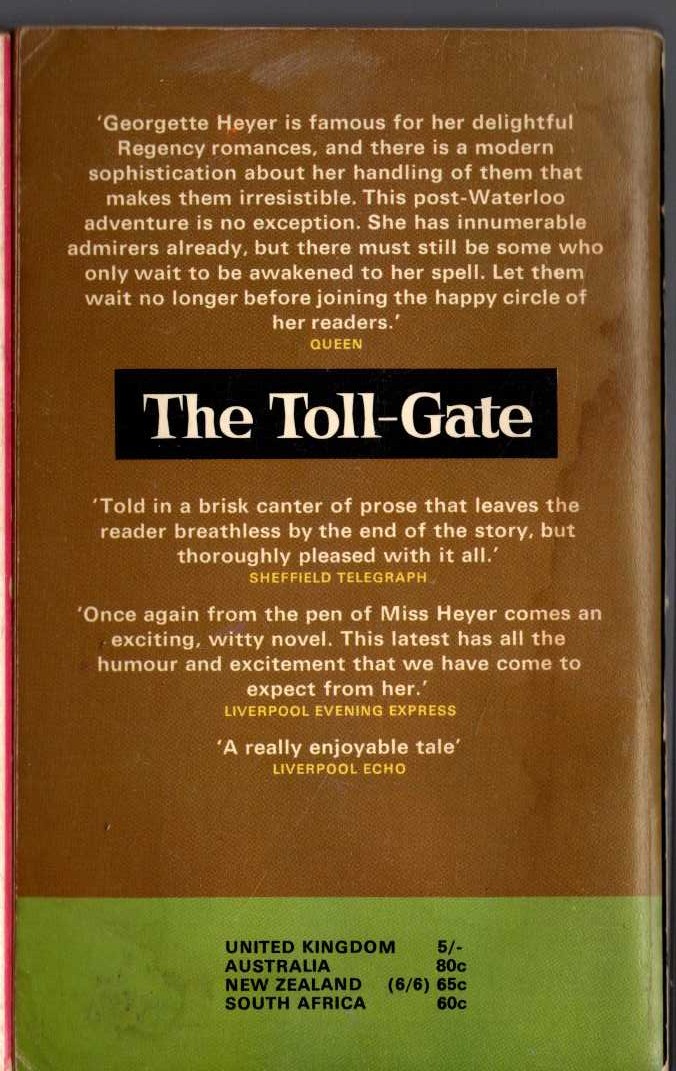 Georgette Heyer  THE TOLL-GATE magnified rear book cover image