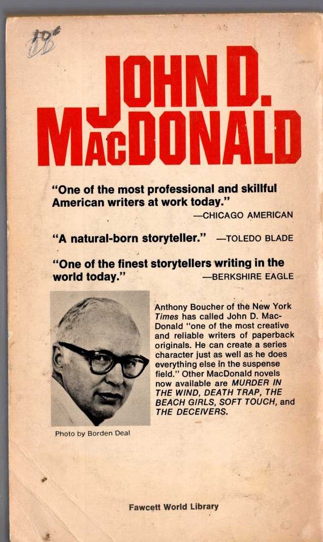 John D. MacDonald  THE PRICE OF MURDER magnified rear book cover image