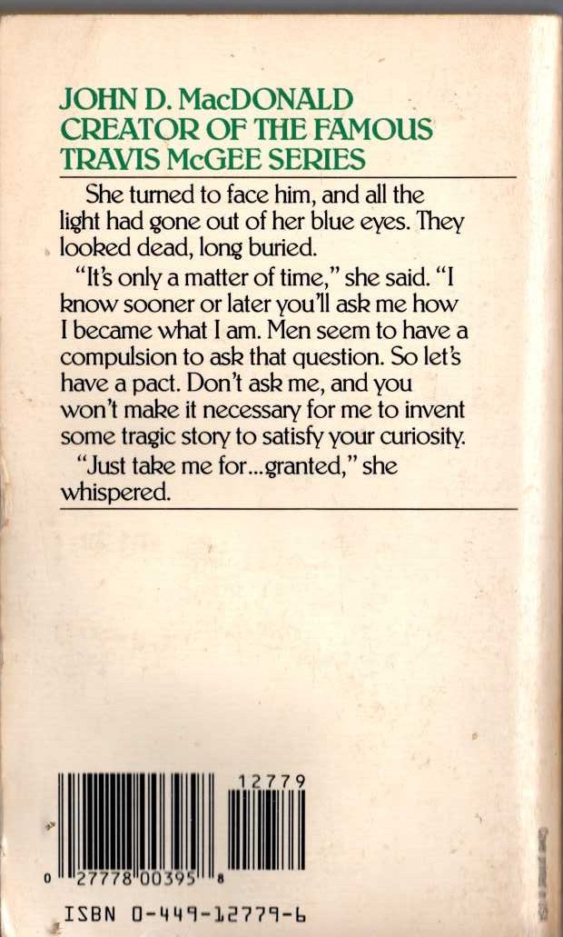 John D. MacDonald  JUDGE ME NOT magnified rear book cover image