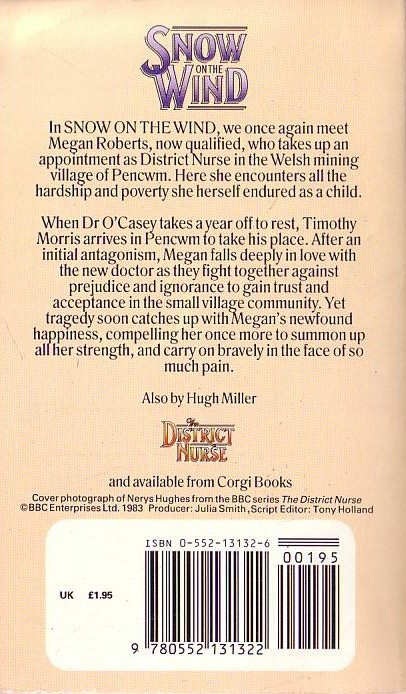 Hugh Miller  SNOW ON THE WIND (Nerys Hughes) magnified rear book cover image