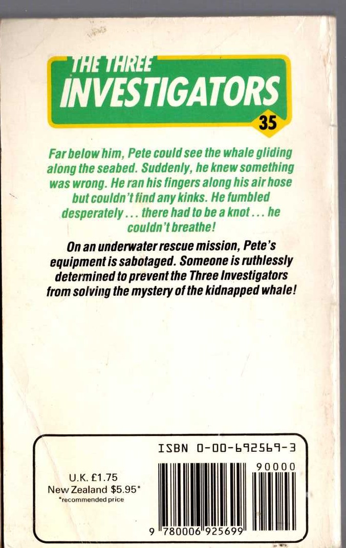 (Marc Brandel) THE MYSTERY OF THE KIDNAPPED WHALE magnified rear book cover image