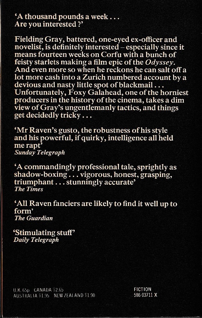 Simon Raven  COME LIKE SHADOWS magnified rear book cover image
