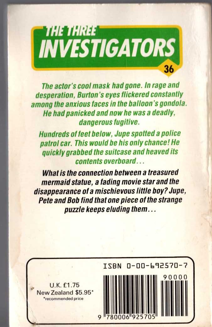 (M.V.Carey) THE MYSTERY OF THE MISSING MERMAID magnified rear book cover image