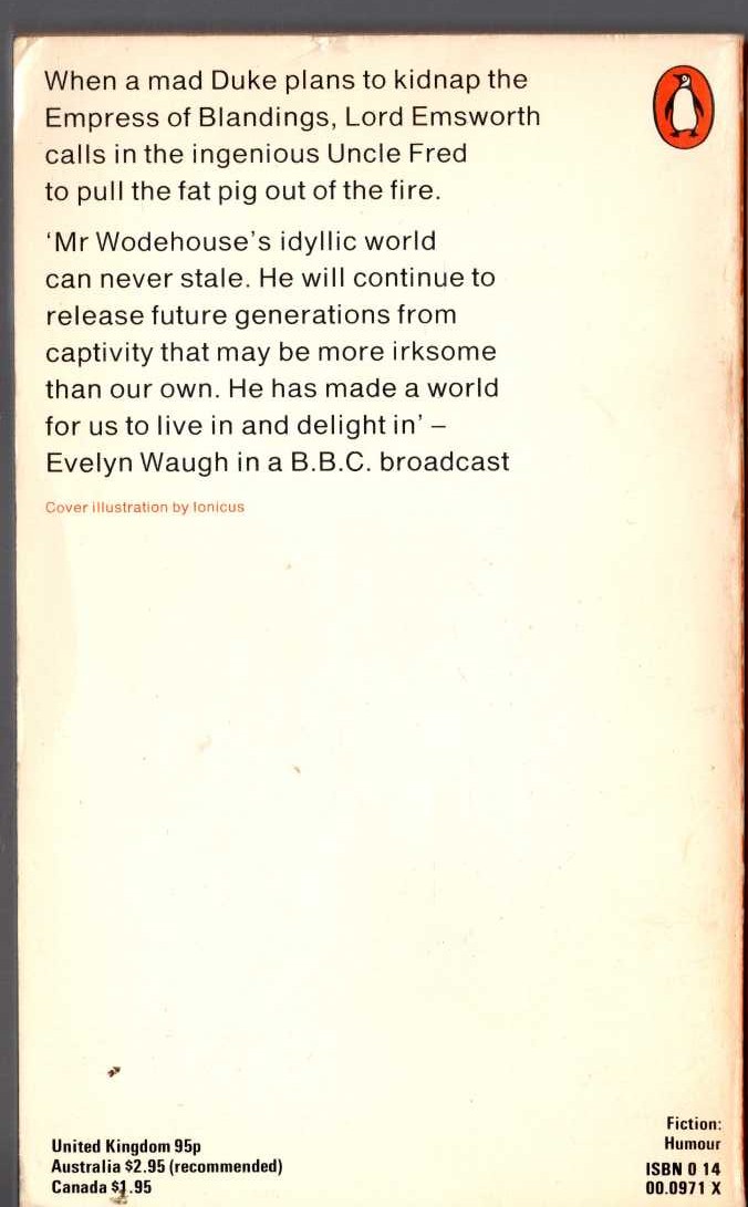 P.G. Wodehouse  UNCLE FRED IN THE SPRINGTIME magnified rear book cover image