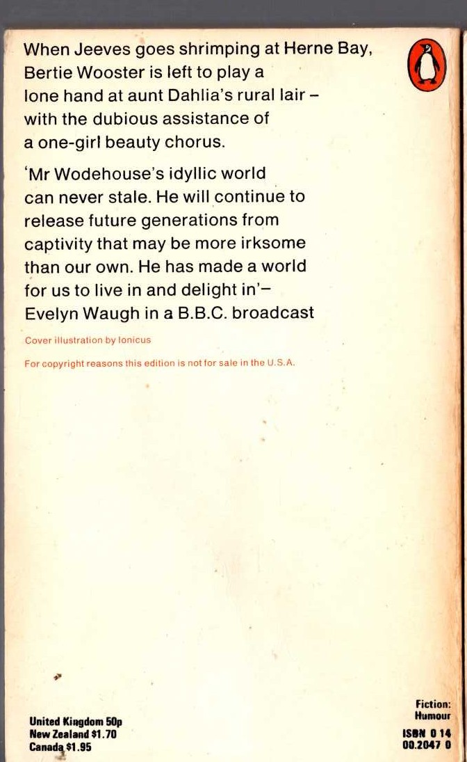 P.G. Wodehouse  JEEVES IN THE OFFING magnified rear book cover image