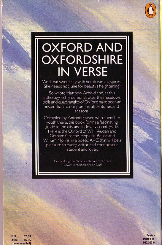 Antonia Fraser (Edits) OXFORD AND OXFORDSHIRE IN VERSE magnified rear book cover image