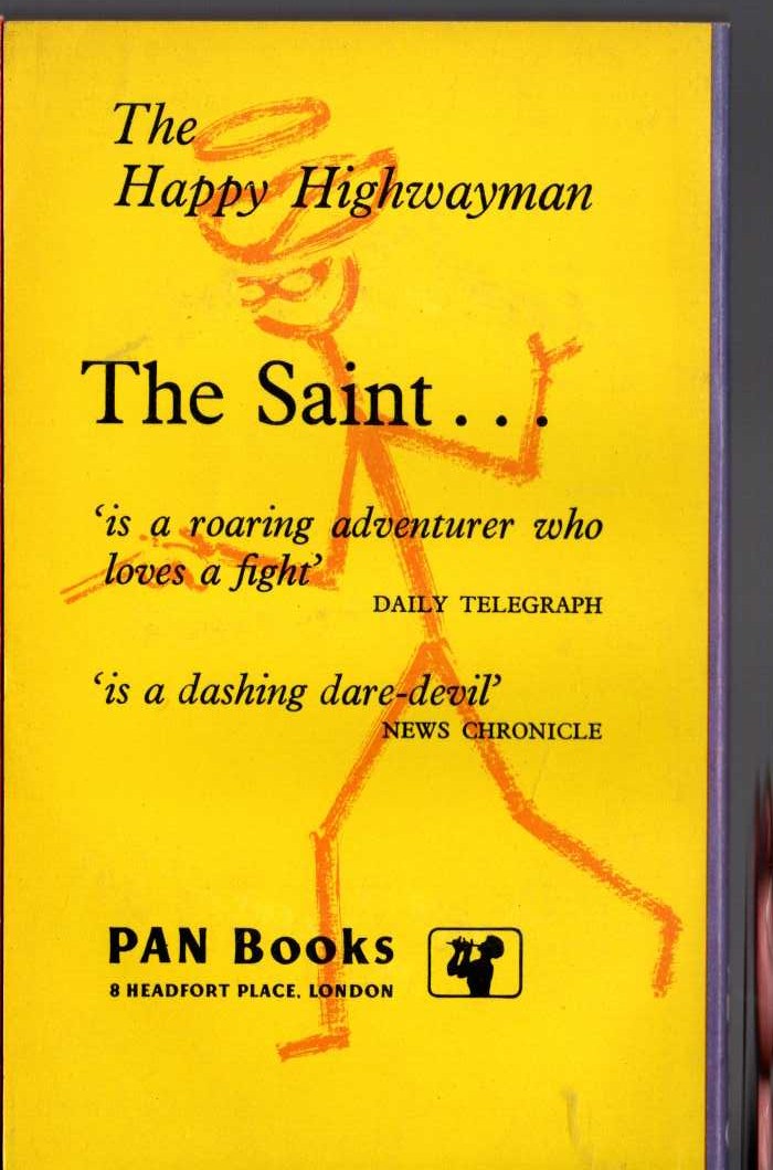 Leslie Charteris  THE HAPPY HIGHWAYMAN magnified rear book cover image