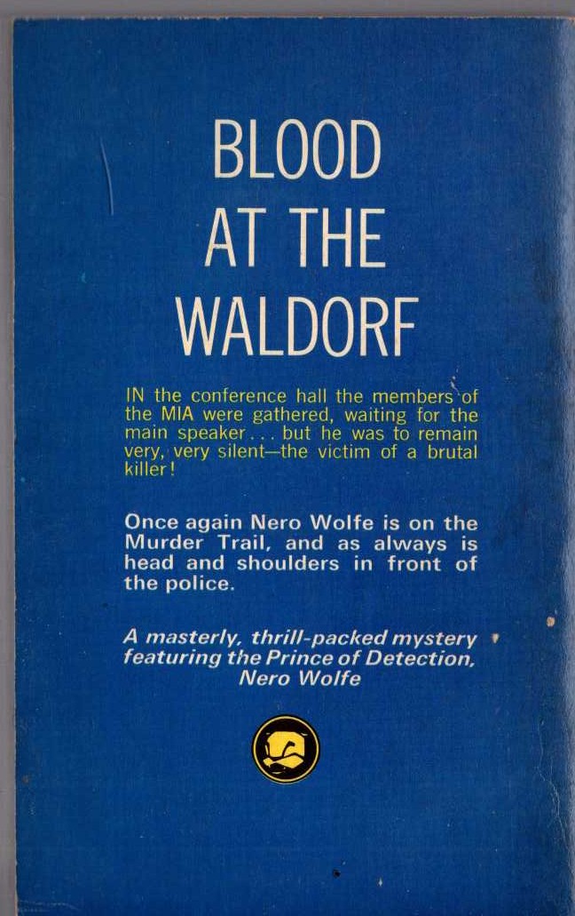 Rex Stout  THE SILENT SPEAKER magnified rear book cover image