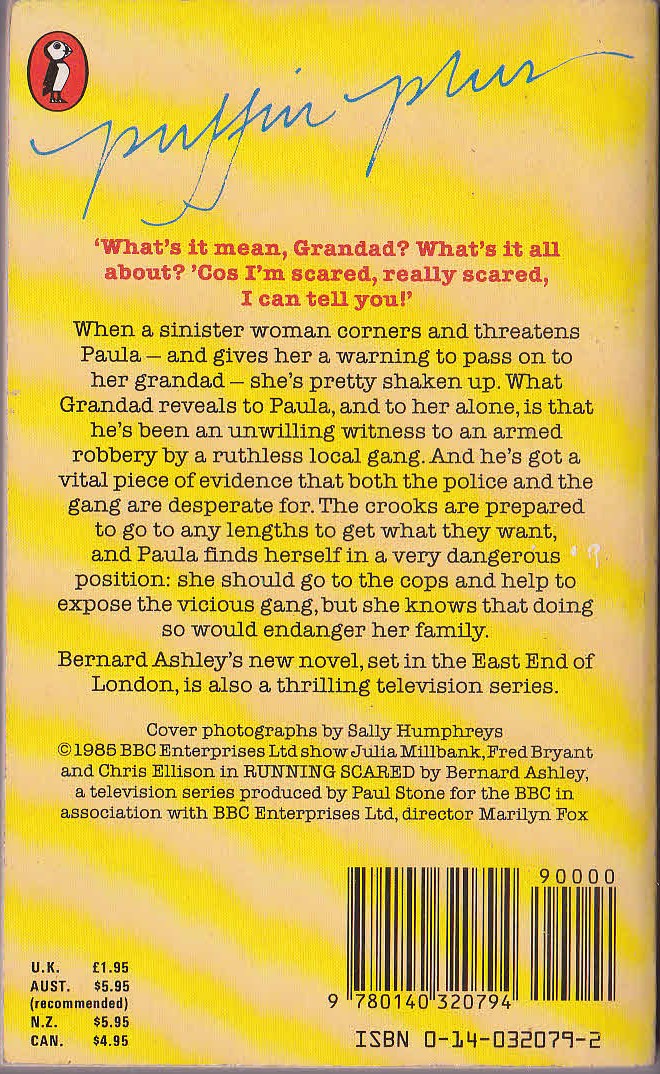 Bernard Ashley  RUNNING SCARED (Childrens - BBC) magnified rear book cover image