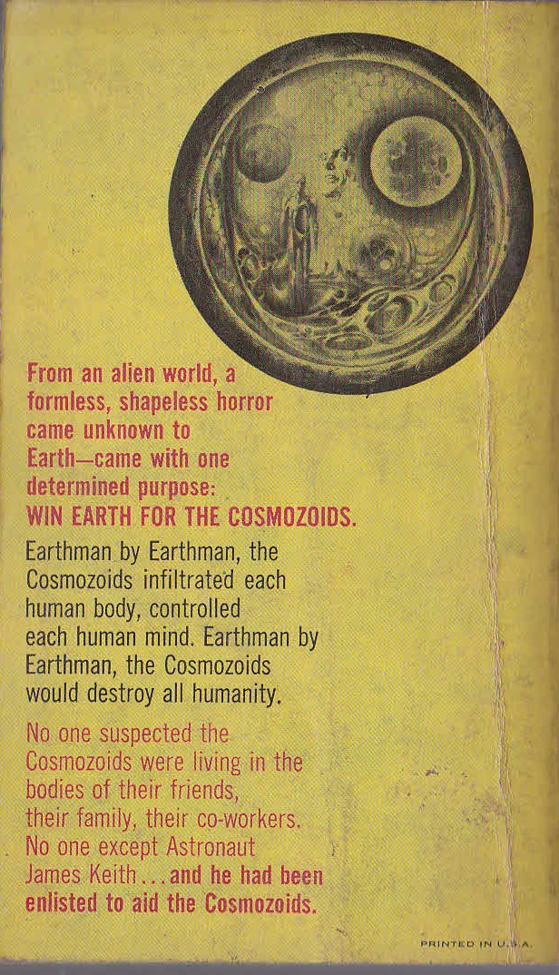 Robert Tralins  THE COSMOZOIDS magnified rear book cover image