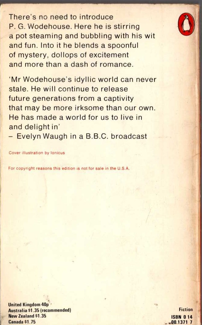 P.G. Wodehouse  THE LITTLE NUGGET magnified rear book cover image