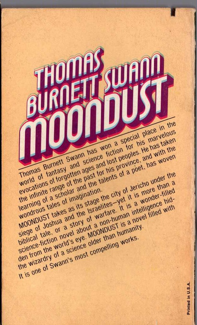 Thomas Burnett Swann  MOONDUST magnified rear book cover image
