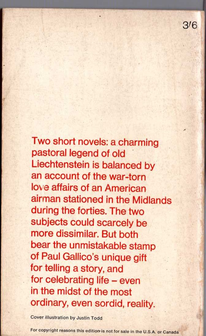 Paul Gallico  LUDMILA and THE LONELY magnified rear book cover image