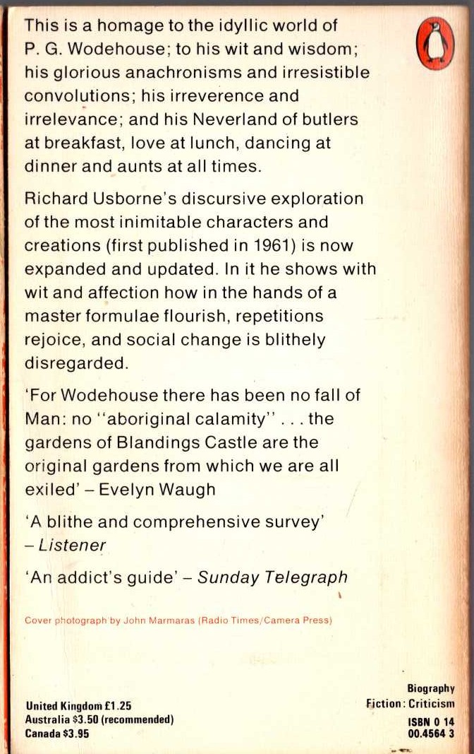 P.G. Wodehouse  WODEHOUSE AT WORK TO THE END magnified rear book cover image