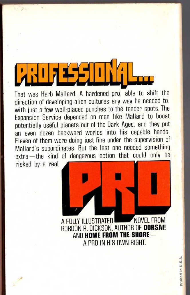 Gordon R. Dickson  PRO magnified rear book cover image
