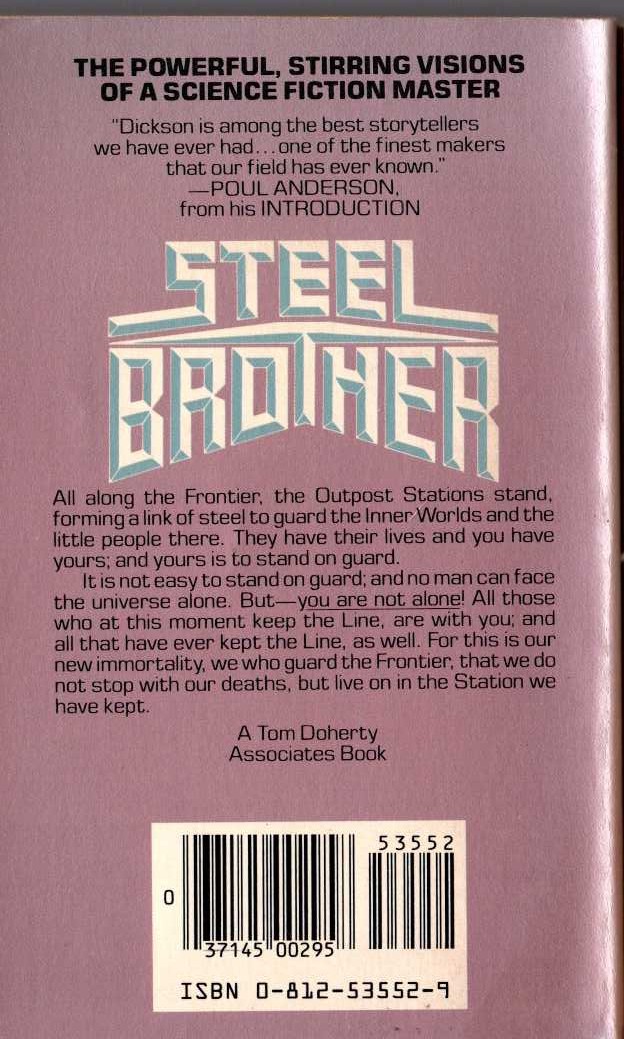 Gordon R. Dickson  STEEL BROTHER magnified rear book cover image