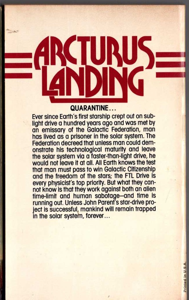Gordon R. Dickson  ARCTURUS LANDING magnified rear book cover image