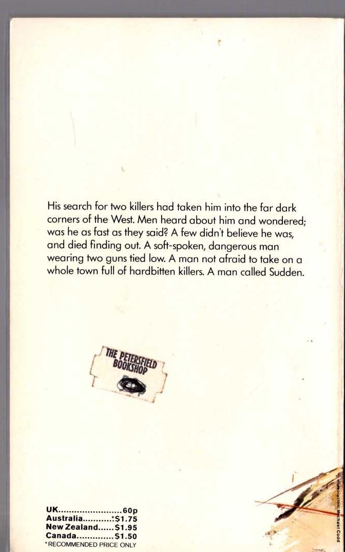 Frederick H. Christian  SUDDEN AT BAY magnified rear book cover image