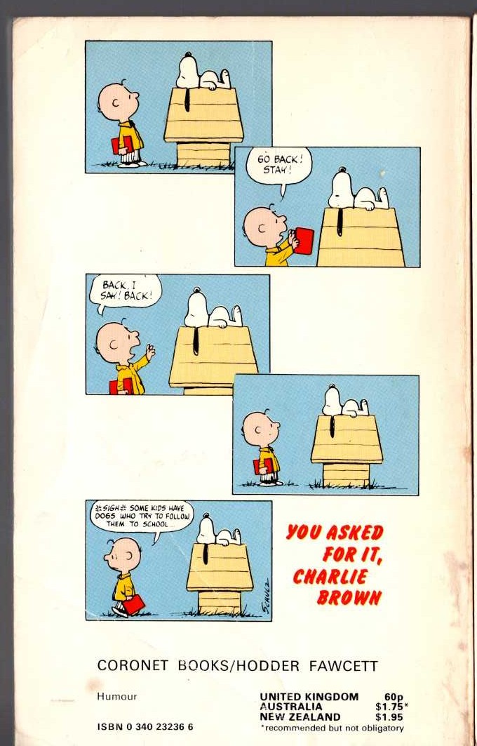 Charles M. Schulz  YOU ASKED FOR IT, CHARLIE BROWN magnified rear book cover image