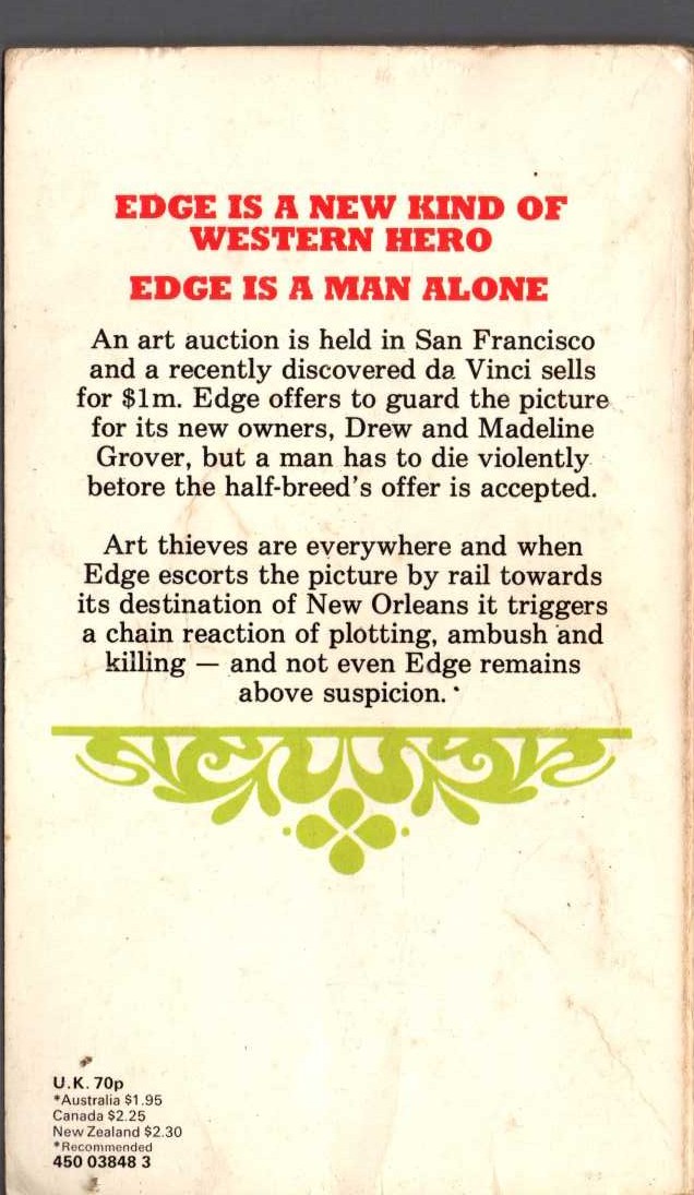 George G. Gilman  EDGE 22: SLAUGHTER ROAD magnified rear book cover image